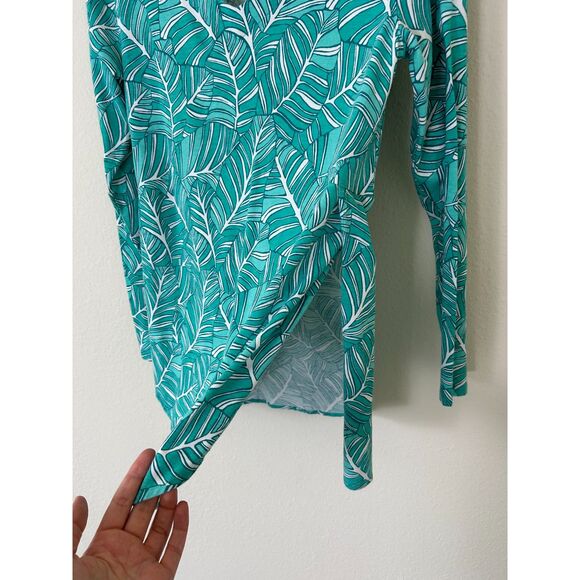 Coolibar Shirt‎ Womens XS Floral Green Kera V-Neck Tunic Tan UPF 50+ Long Sleeve - Picture 5 of 7